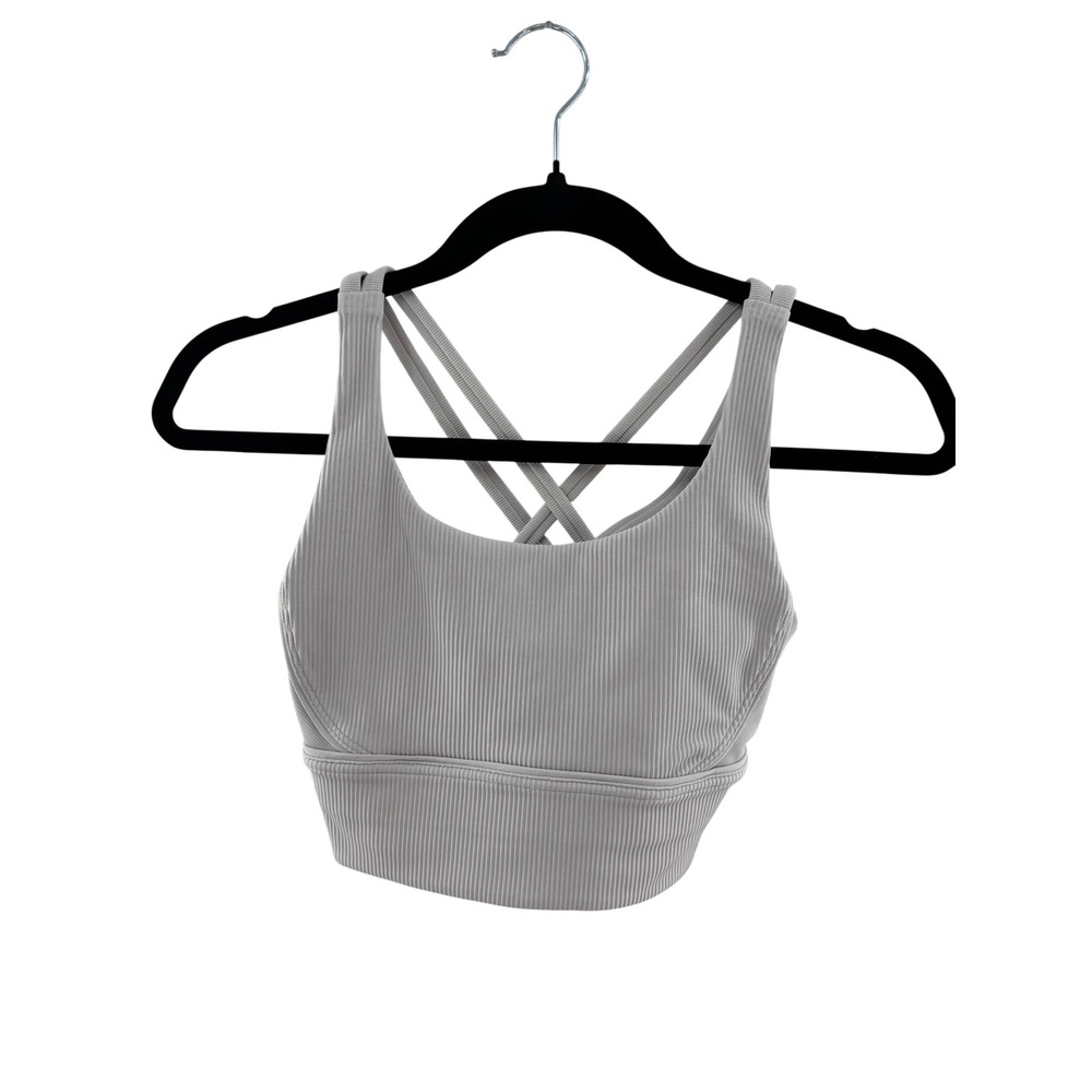 Lululemon Align Ribbed Sports Bra Light Grey Size 4 Strappy Back Workout